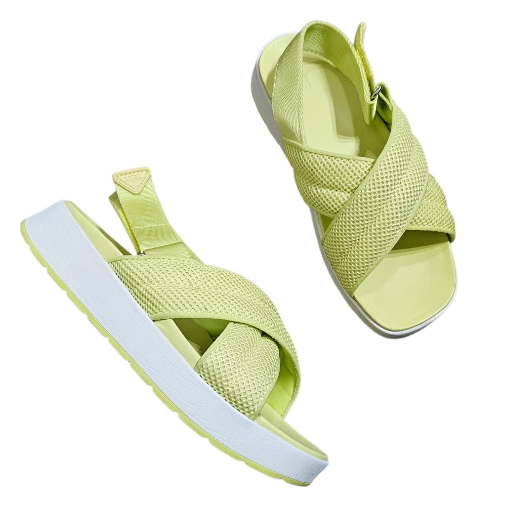 Ugg Nella Platform Slingback Sandals Pollen Lime Green Mesh Sz 9.5 - Picture 2 of 7
